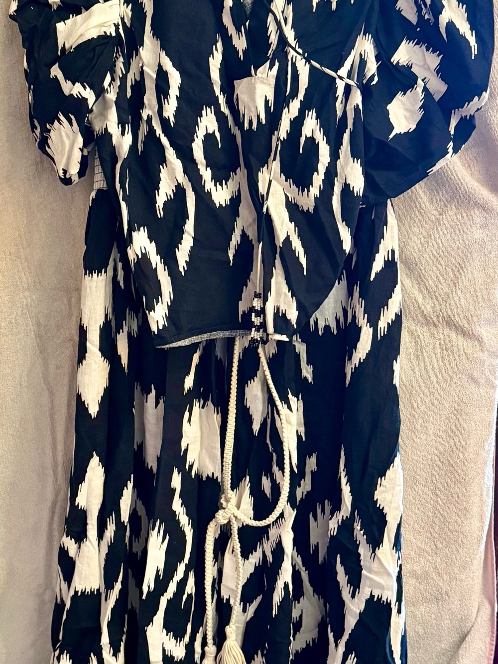 Black & White Tie-Waist Printed skirt and matching top